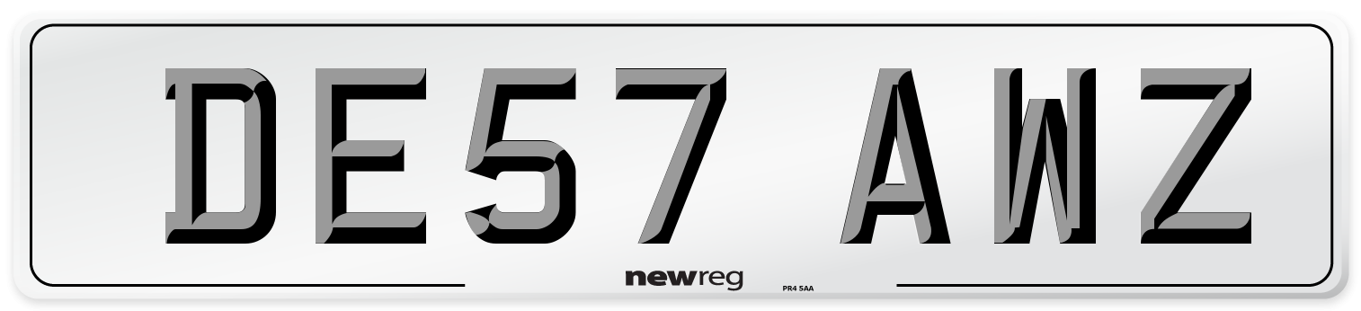 DE57 AWZ Number Plate from New Reg